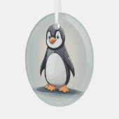 Schattige kleine pinguïn glas ornament (Voorkant links)