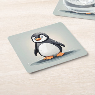 Schattige kleine pinguïn kartonnen onderzetters
