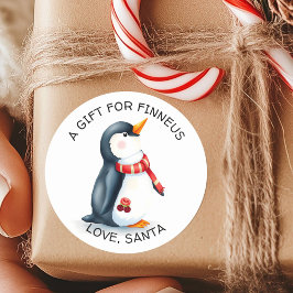 Schattige Kleine Pinguïn Kerst van en aan Ronde Sticker