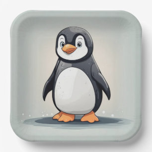 Schattige kleine pinguïn papieren bordje