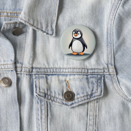 Schattige kleine pinguïn ronde button 5,7 cm (In situ)