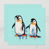 Schattige kleine pinguïns kaart (Voorkant / Achterkant)