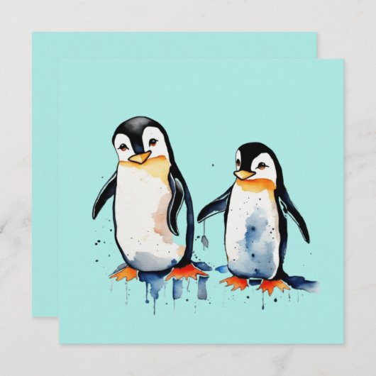 Schattige kleine pinguïns kaart (Voorkant / Achterkant)