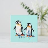 Schattige kleine pinguïns kaart (Staand voorkant)