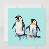 Schattige kleine pinguïns kaart (Voorkant)