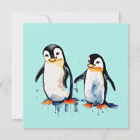 Schattige kleine pinguïns kaart (Voorkant)