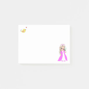 Schattige kleine prinses & vogeltje post-it notiti post-it® notes