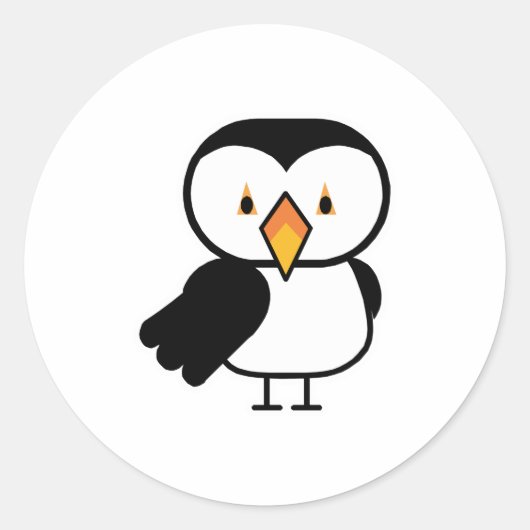 schattige kleine puffin ronde sticker (Voorkant)