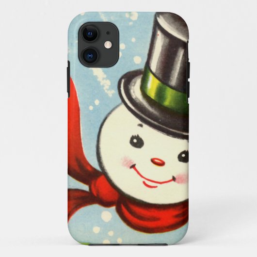 Schattige Kleine Retro Sneeuwman Case-Mate iPhone Case (Achterkant)