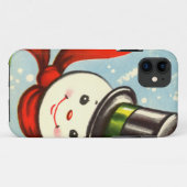 Schattige Kleine Retro Sneeuwman Case-Mate iPhone Case (Achterkant (horizontaal))