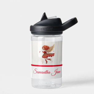 Schattige Kleine Rode Fee Gouden Vleugels Fantasie Waterfles
