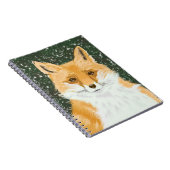 Schattige kleine rode vos - in de sneeuw.  notitieboek (Rechterzijde)