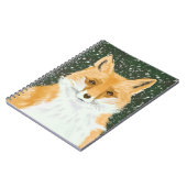 Schattige kleine rode vos - in de sneeuw.  notitieboek (Linkerzijde)