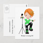 Schattige Kleine Roodharige Jongen Rockster Verjaa Briefkaart (Voorkant / Achterkant)