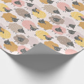 Schattige Kleine Schapen zand beige roze op crème Cadeaupapier (Hoek)