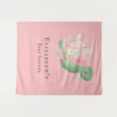 Schattige Kleine Schildpad Roze Baby Meisje Shower Wandkleed (Voorkant (horizontaal))