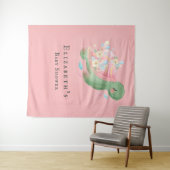 Schattige Kleine Schildpad Roze Baby Meisje Shower Wandkleed (In Situ (horizontaal))