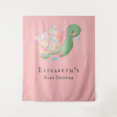 Schattige Kleine Schildpad Roze Baby Meisje Shower Wandkleed (Voorkant)