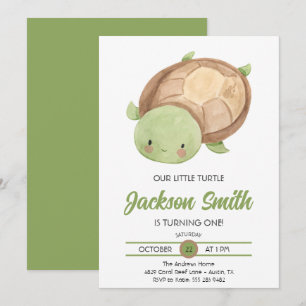 Schattige Kleine Schildpad Watercolor Verjaardagsf Kaart
