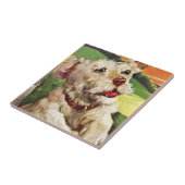 schattige kleine schrikbeeld van een hond tegeltje (Zijkant)