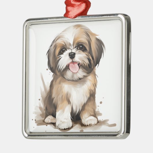 SCHATTIGE KLEINE SHIH TZU PUPPY HOND METALEN ORNAMENT (Links)