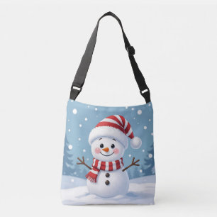 Schattige kleine sneeuwman met sjaal en hoed crossbody tas