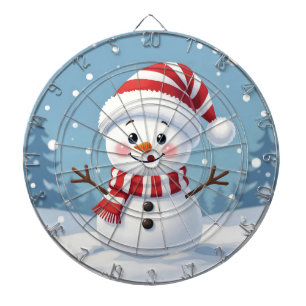 Schattige kleine sneeuwman met sjaal en hoed dartbord
