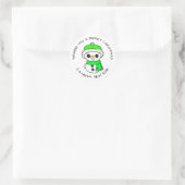 Schattige kleine Snowman Hand Drawn Kerstmis Ronde Sticker (Tas)