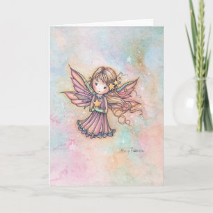 Schattige Kleine Ster Fae Watercolor Fantasie Kuns Kaart