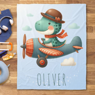 Schattige kleine Trex-dinosaurus vliegt in een vli Fleece Deken