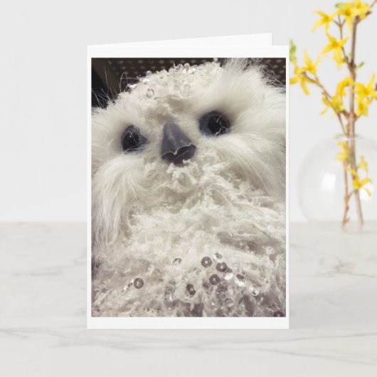 SCHATTIGE KLEINE UIL ZEGT *PRETTIG KERSTFEEST* KAART (Gele Bloem)