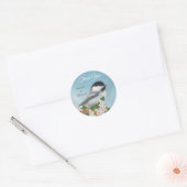 Schattige kleine vogel & bloemen Dank je wel Klass Ronde Sticker (Envelop)