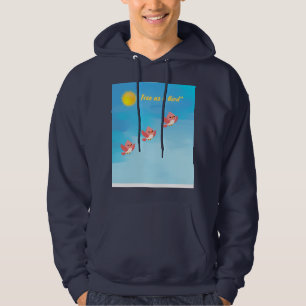 Schattige Kleine Vogels Vliegen in Blauwe Lucht Fa Hoodie