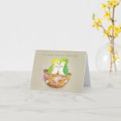 Schattige kleine vogeltjes Snuggling Nest Jubileum Kaart (Gele Bloem)