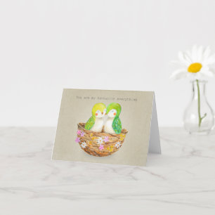 Schattige kleine vogeltjes Snuggling Nest Jubileum Kaart