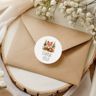 Schattige Kleine Vos Baby Shower Bedankt Klassieke Ronde Sticker
