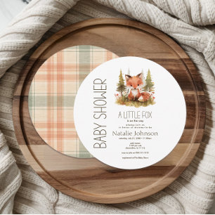 Schattige Kleine Vos Geruite Ronde Baby Borrel Kaart