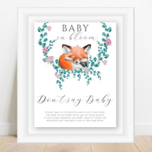 Schattige kleine vos in bloei - zeg geen baby post poster