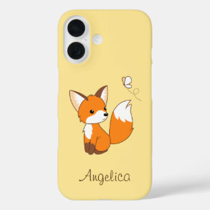 Schattige Kleine Vos Kijkt Naar Vlinder iPhone 16 Hoesje