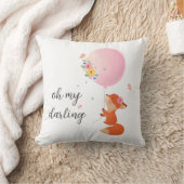 schattige kleine vos met roze florale ballon kussen (Deken)