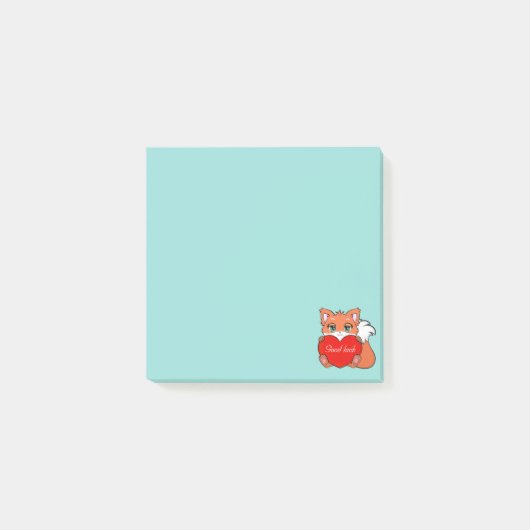 Schattige kleine vos op lichtblauwe Post-it-notiti Post-it® Notes (Voorkant)