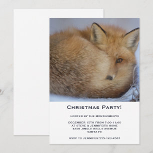 Schattige Kleine Vos Opgedopt in een Bal Kerstfees Kaart