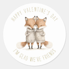 Schattige Kleine Vossen Valentijnsdag Ronde Sticker