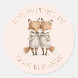 Schattige Kleine Vossen Valentijnsdag Ronde Sticker