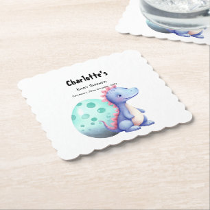 Schattige kleine waterverf dinosaurus baby shower kartonnen onderzetters