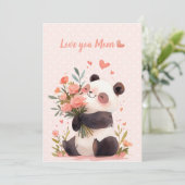 Schattige Kleine Waterverf Panda Liefde Moederdag  Kaart (Staand voorkant)
