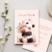 Schattige Kleine Waterverf Panda Liefde Moederdag  Kaart