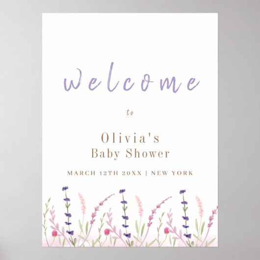 Schattige Kleine Wildflower Garden Baby shower Wel Poster (Voorkant)