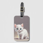 Schattige kleine witte kitten bagagelabel (Voorkant (verticaal))