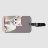 Schattige kleine witte kitten bagagelabel (Voorkant (horizontaal))